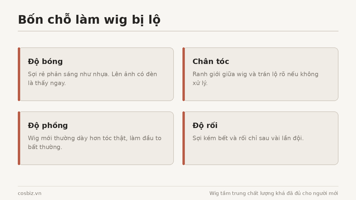 Bốn yếu tố làm wig cosplay bị lộ: độ bóng, chân tóc, độ phồng, độ rối